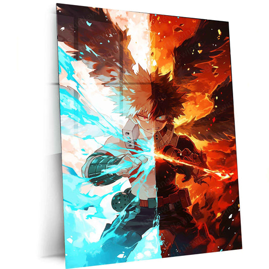 Shoto Todoroki Split Image Poster – Dual Powers of Ice and Fire - TURTLEWINGS
