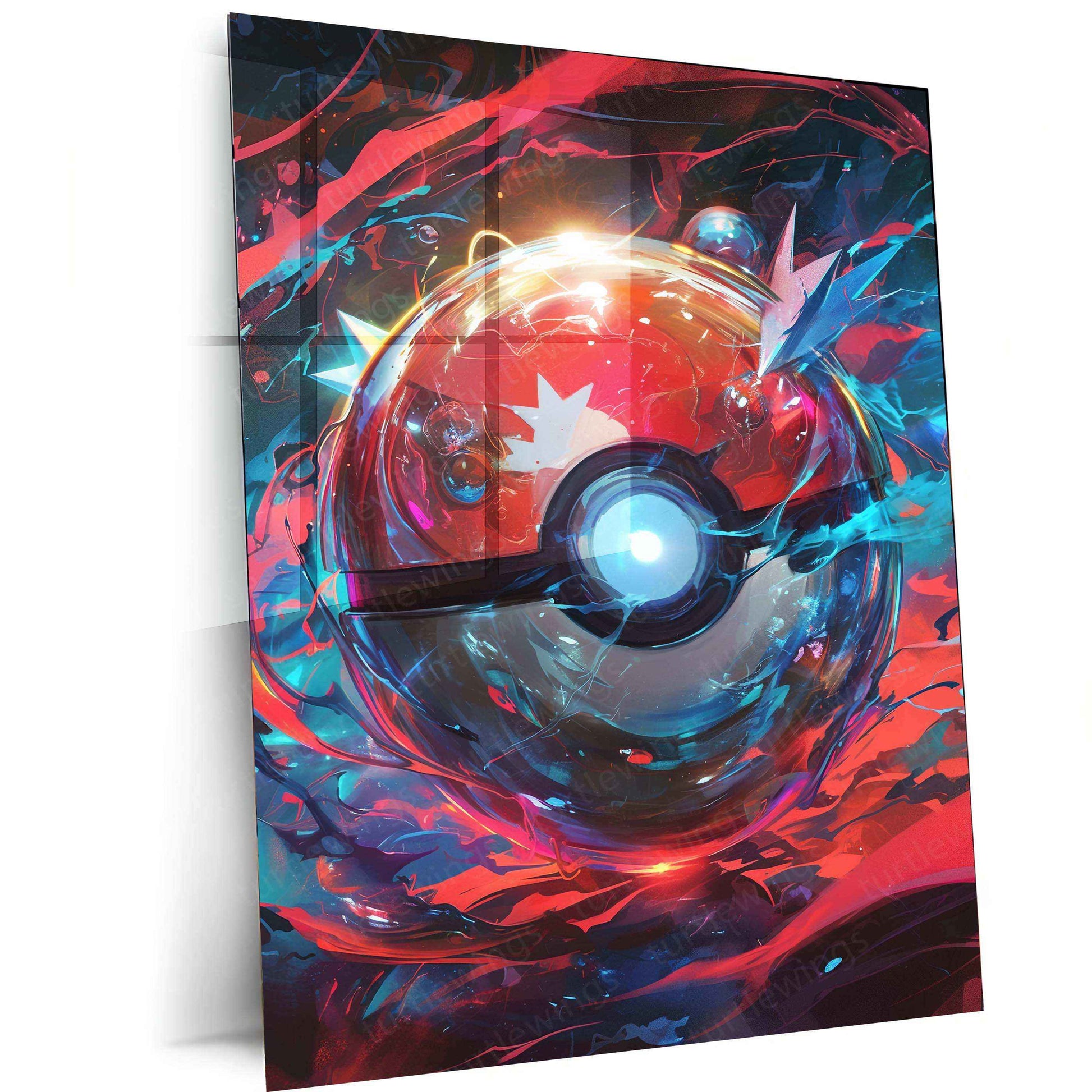 Master Ball Metal Poster – Iconic Pokémon Symbol in HD Design - TURTLEWINGS