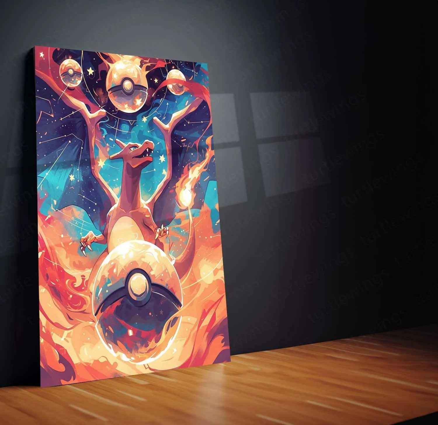 Charizard Pokémon Illustration Poster – Fierce Gaze of the Flame - TURTLEWINGS