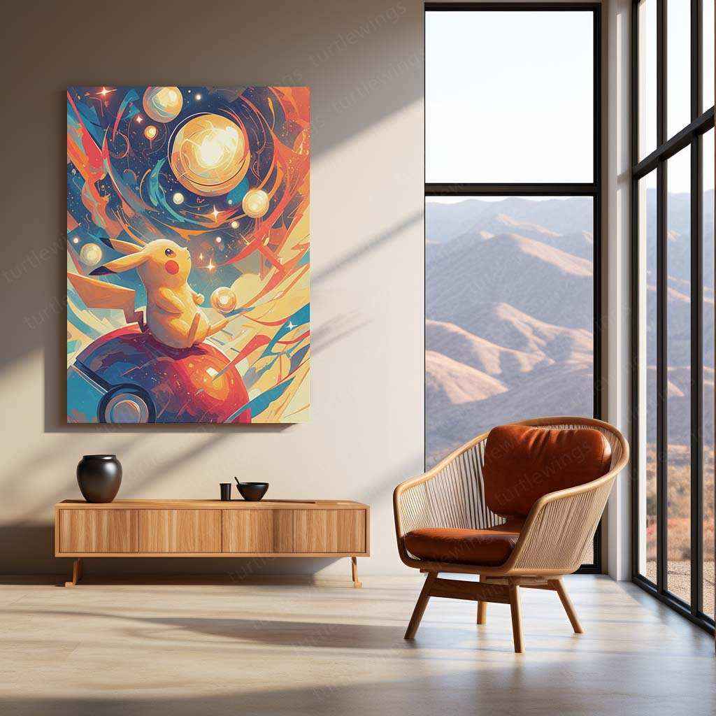 Pikachu Pokémon Illustration Poster – Gazing into the Electric Future - TURTLEWINGS