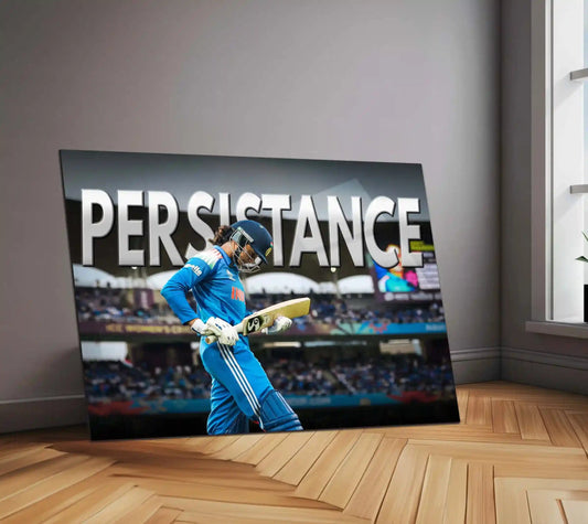 Smriti Mandhana – Persistence | ICC Women’s World Cup 2025 Edition | Motivational Metal Frame Poster - TURTLEWINGS