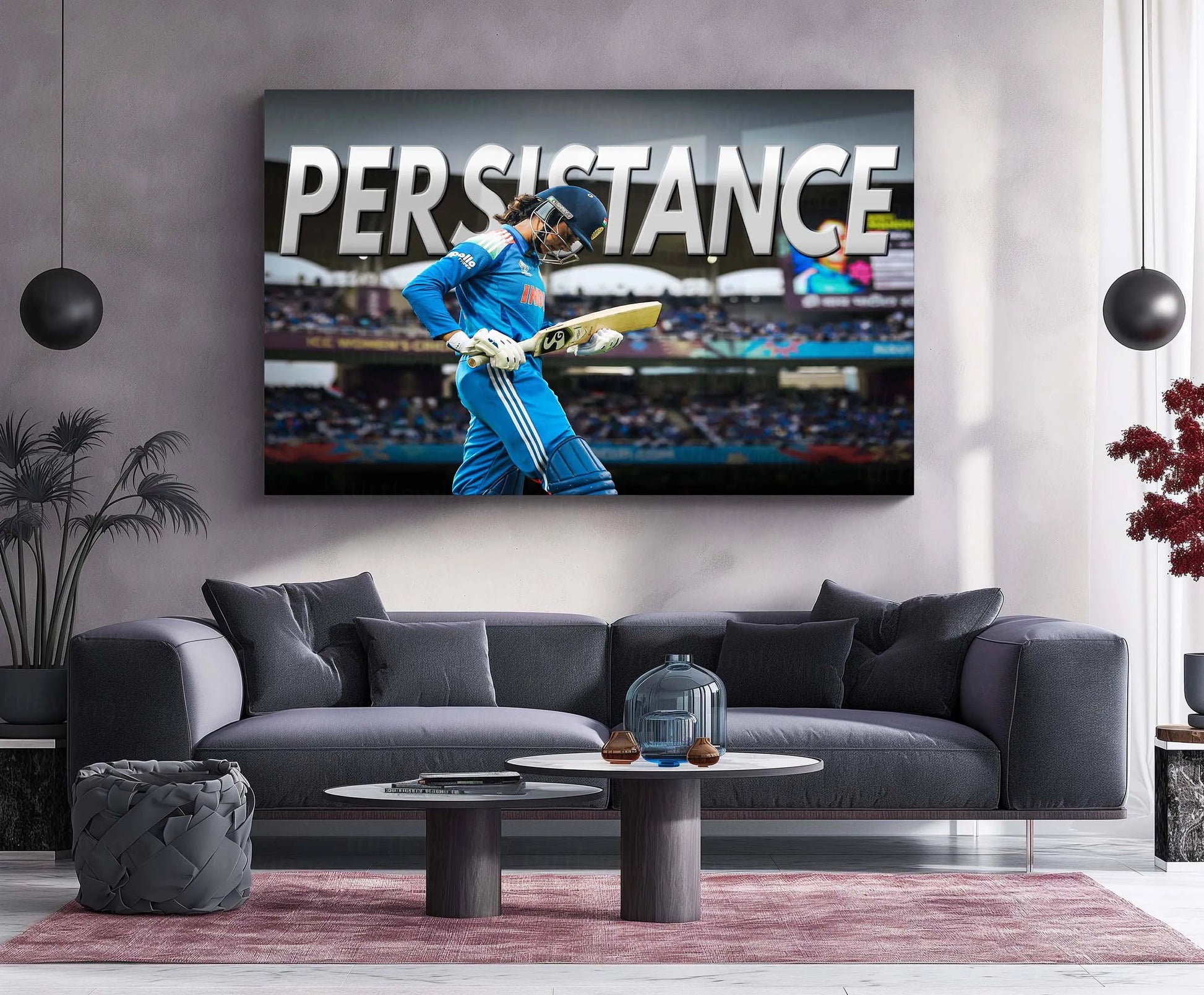Smriti Mandhana – Persistence | ICC Women’s World Cup 2025 Edition | Motivational Metal Frame Poster - TURTLEWINGS