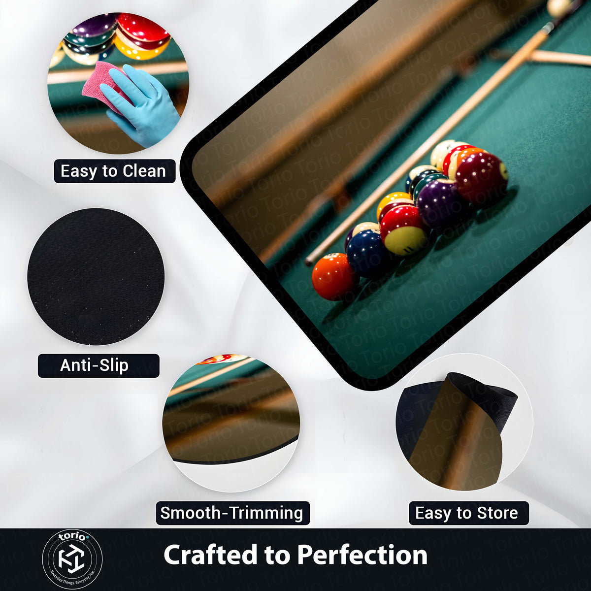 Snooker Table Inspired Floor Mat (3 mm Thick) | Billiards Ball Break Design Area Mat for Game Room, Man Cave & Sports-Themed Decor 01