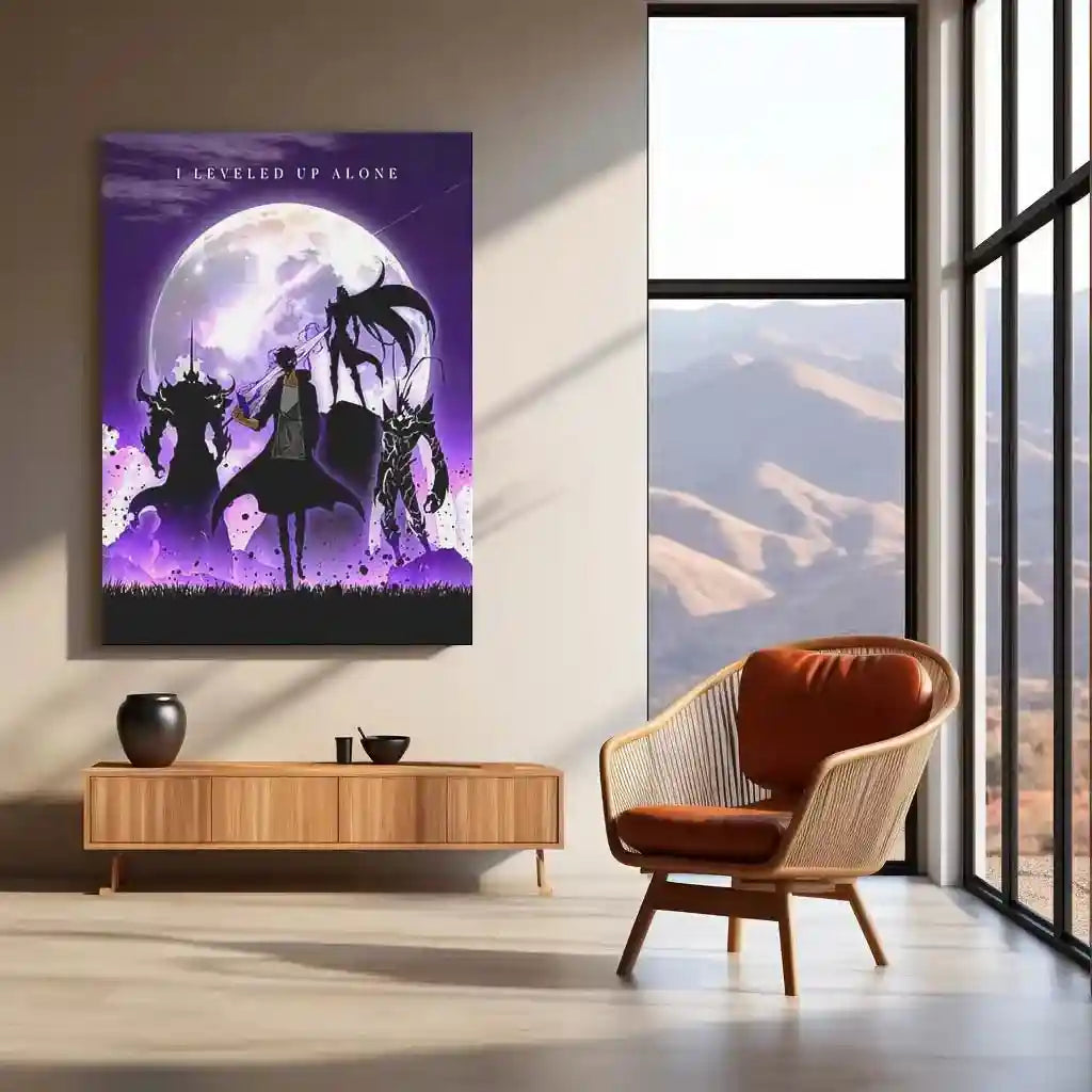Solo Leveling Metal Poster | Sung Jin-Woo Shadow Monarch Wall Art | Anime Manhwa Decor 01 - TURTLEWINGS