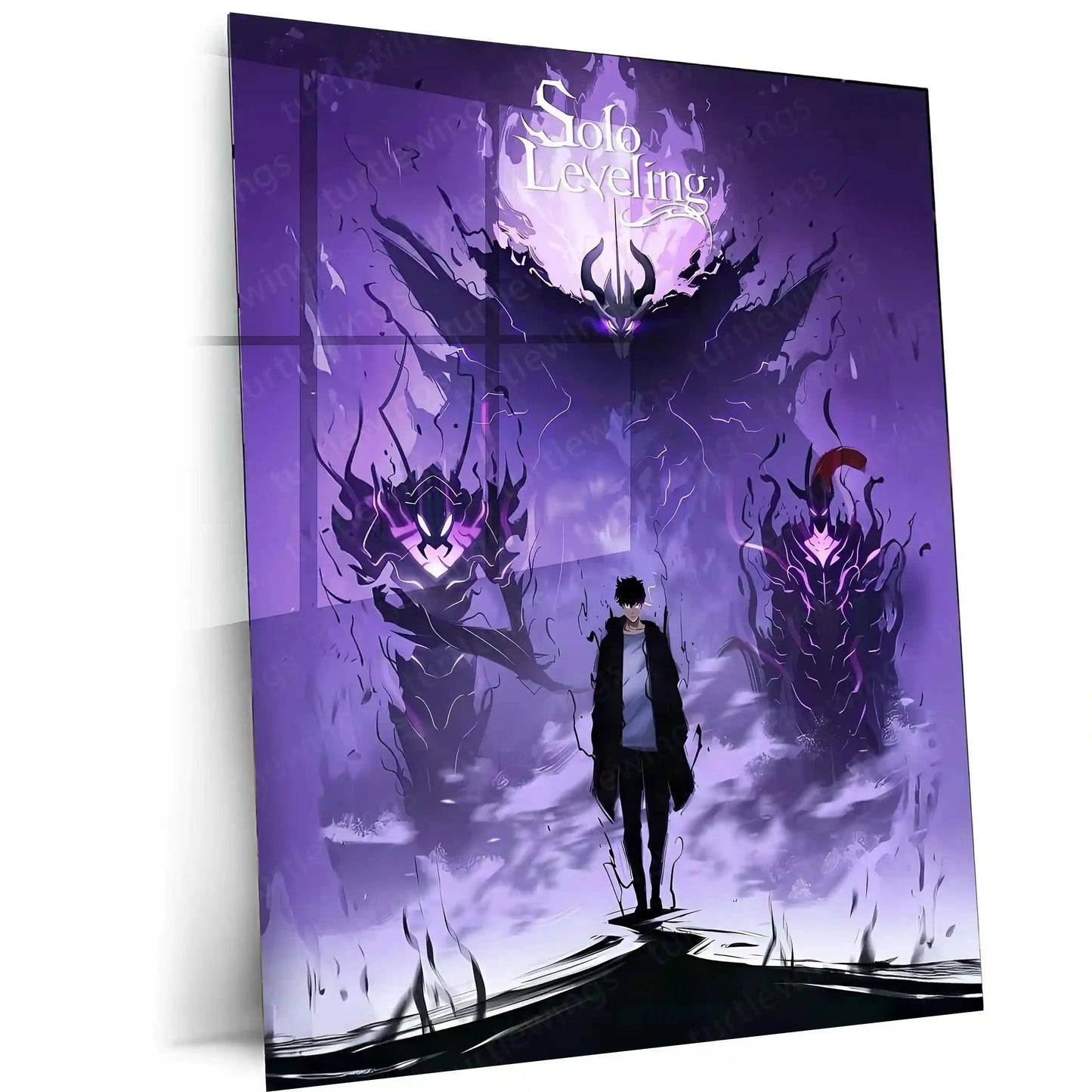 Solo Leveling Metal Poster | Sung Jin-Woo Shadow Monarch Wall Art | Anime Manhwa Decor 03 - TURTLEWINGS