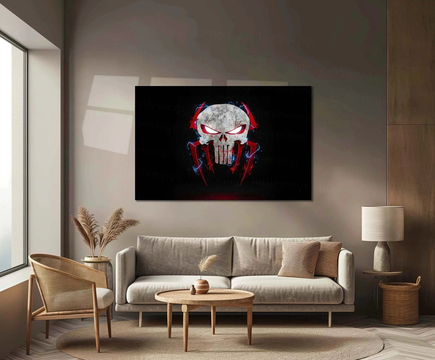 Spider-Man × Punisher – Vigilante Fusion | Dark Mashup Metal Frame | Superhero Wall Art - TURTLEWINGS