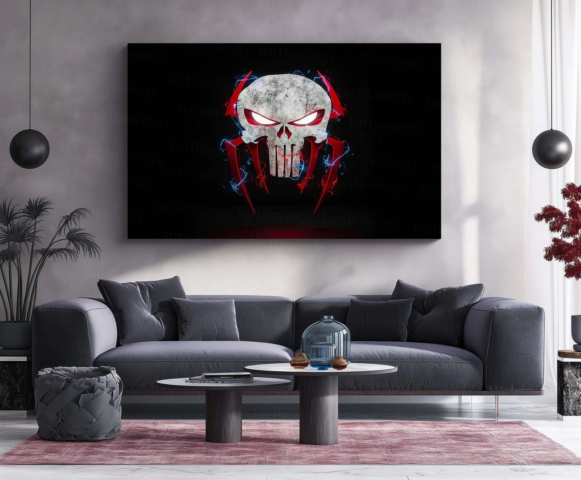 Spider-Man × Punisher – Vigilante Fusion | Dark Mashup Metal Frame | Superhero Wall Art - TURTLEWINGS