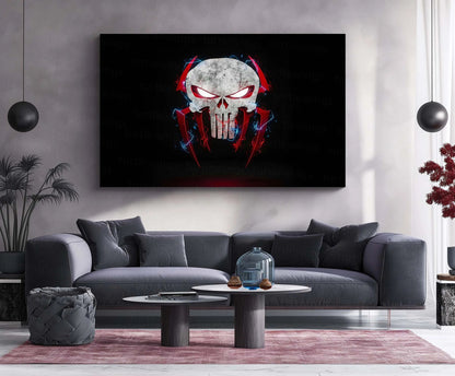 Spider-Man × Punisher – Vigilante Fusion | Dark Mashup Metal Frame | Superhero Wall Art - TURTLEWINGS