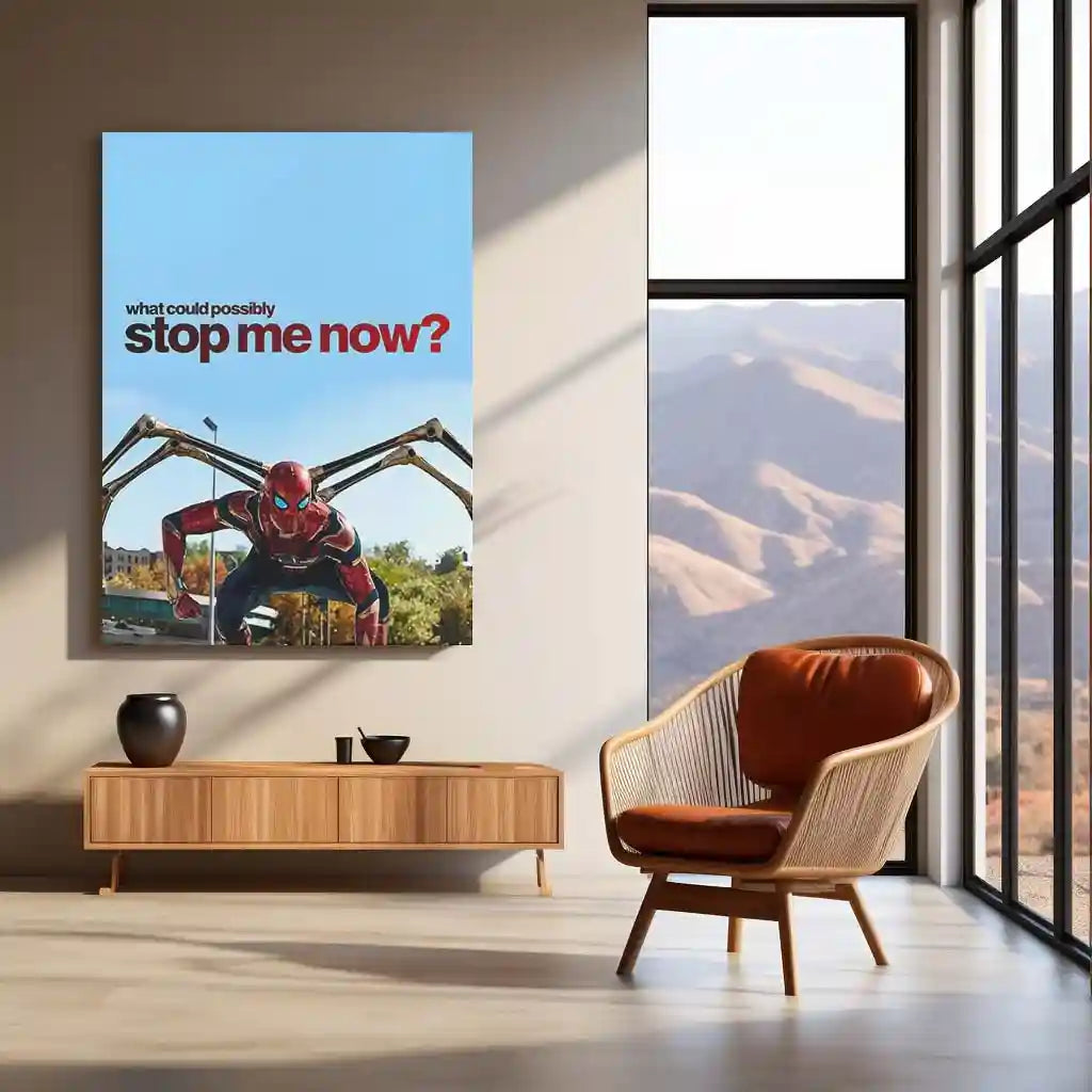 Quote Metal Poster | Spider-Man – What Could Possibly Stop Me Now? Metal Frame Unstoppable Mindset, Limitless Power & Modern Hero Motivation Wall Art | Superhero Quote Metal Poster - TURTLEWINGS 