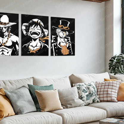 Anime Metal Poster | Ace, Luffy & Sabo Metal Poster Set – One Piece Brothers Wall Art Collection