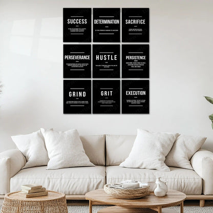 Motivational Metal Poster Set of 9 – Inspirational Wall Frame Decoretal wall frame set - TURTLEWINGS