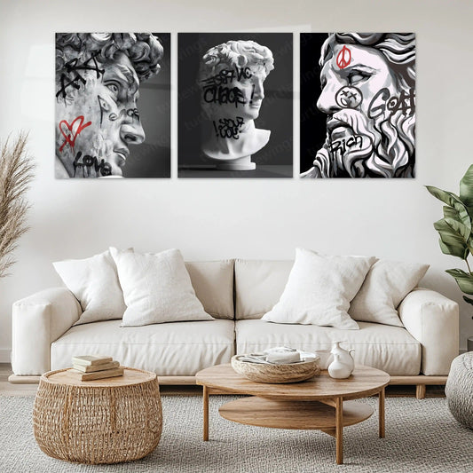 Rebel Renaissance – Luxury Street Art Metal Poster Set of 3 | Modern Luxury Wall Frames | Bold Urban Aesthetic - TURTLEWINGS