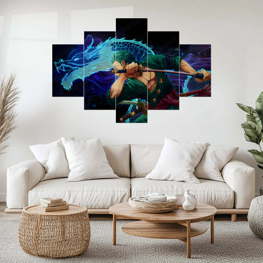 Tanjiro Metal Poster Set of 5 – Split Wall Art | Demon Slayer Water Breathing Edition | Anime Metal Frame Collection - TURTLEWINGS