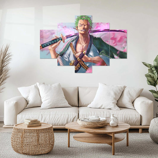 Roronoa Zoro Metal Poster Set of 5 – Split Wall Art | One Piece Swordsman Edition | Anime Metal Frame Collection - TURTLEWINGS