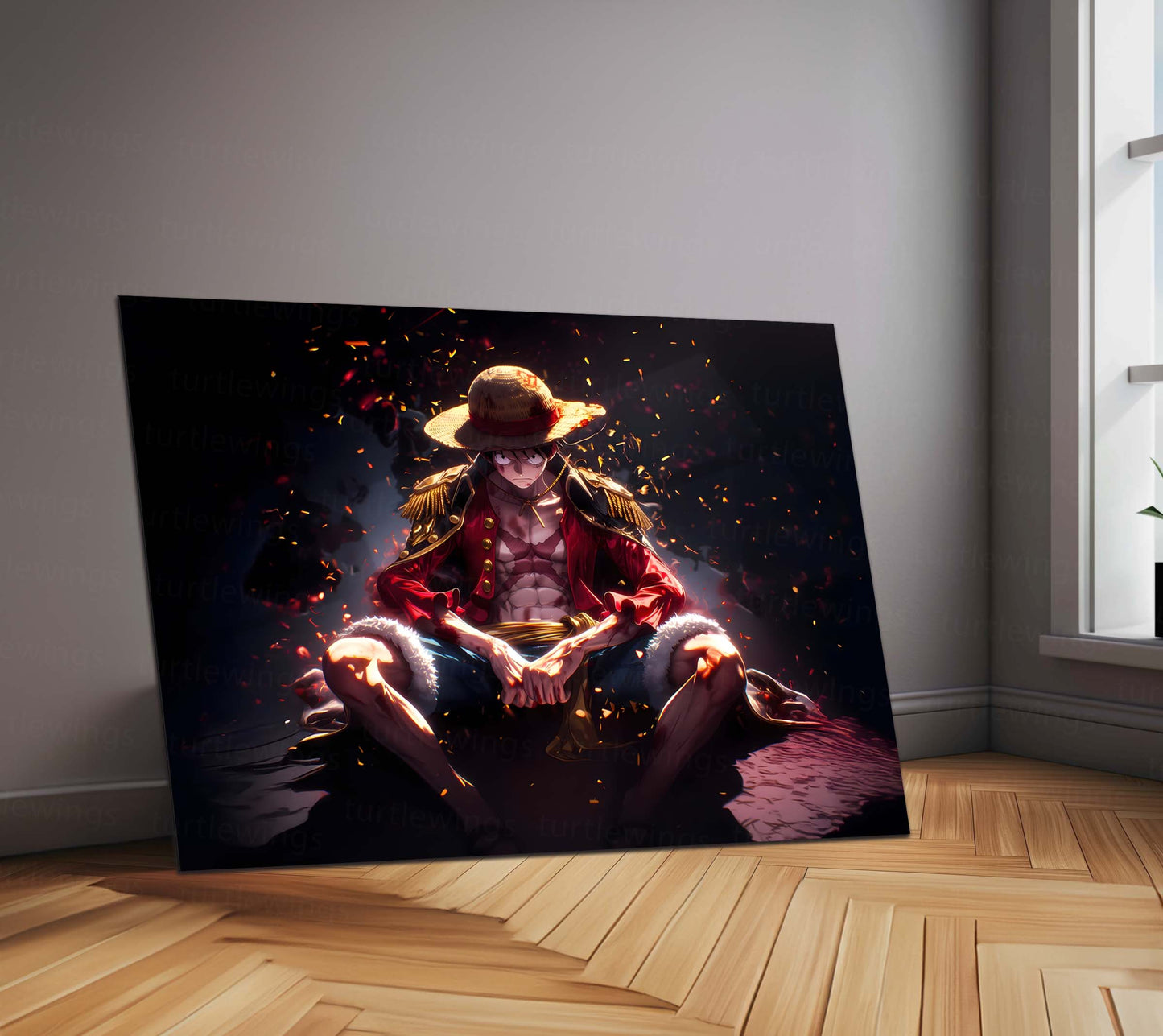 Luffy – Metal Frame | One Piece Anime Wall Art | Monkey D. Luffy Poster for Otaku & Straw Hat Pirates Fans 01