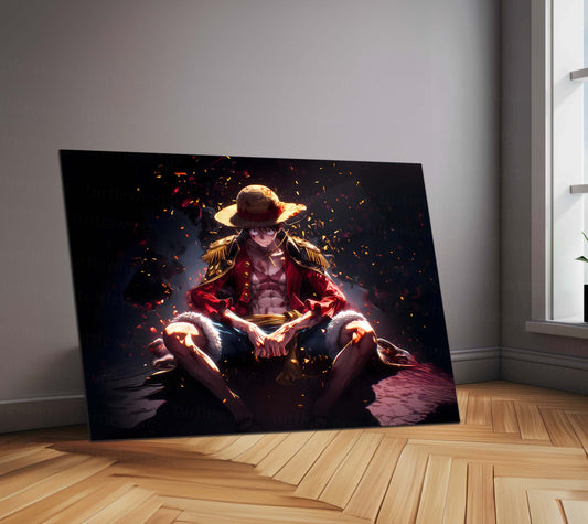 Luffy – Metal Frame | One Piece Anime Wall Art | Monkey D. Luffy Poster for Otaku & Straw Hat Pirates Fans 01