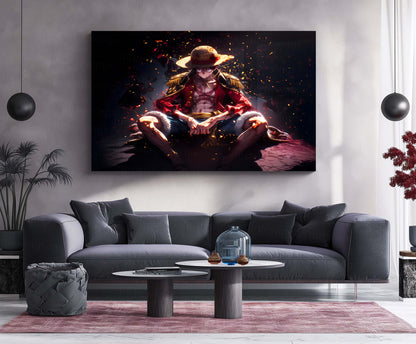 Luffy – Metal Frame | One Piece Anime Wall Art | Monkey D. Luffy Poster for Otaku & Straw Hat Pirates Fans 01