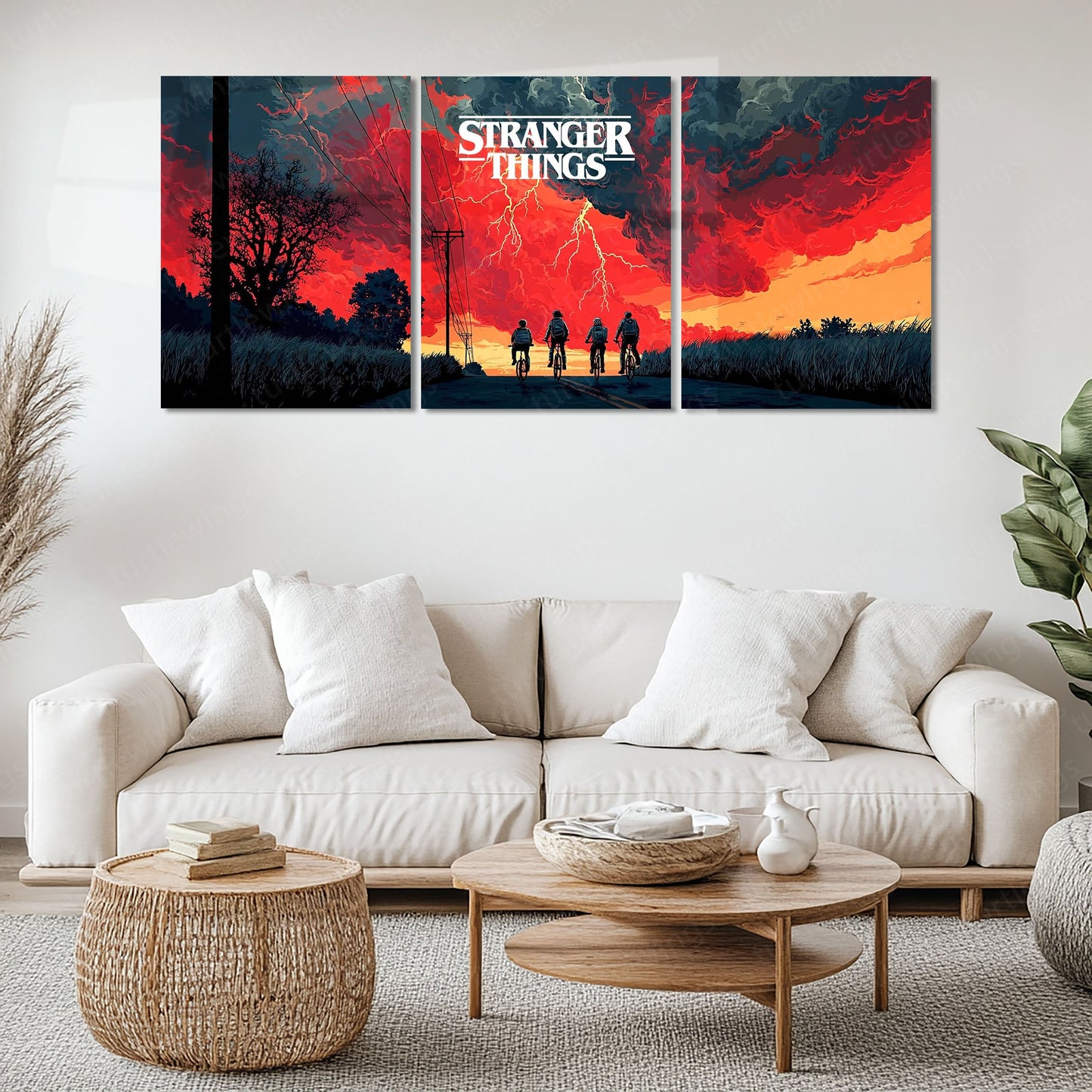 Movies & Series Metal Poster Set of 3 | Stranger Things Storm Horizon Triptych Wall Art