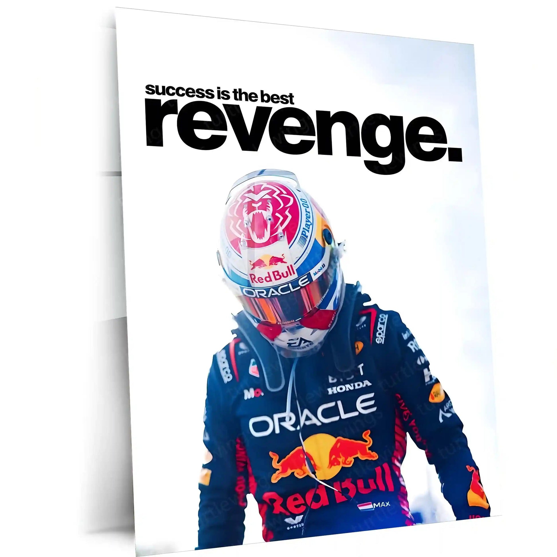 Quote Metal Poster | Max Verstappen – Success Is the Best Revenge Metal Frame Cold Execution, Champion Payback & F1 Dominance Wall Art | Relentless Motorsport Quote Metal Poster - TURTLEWINGS 