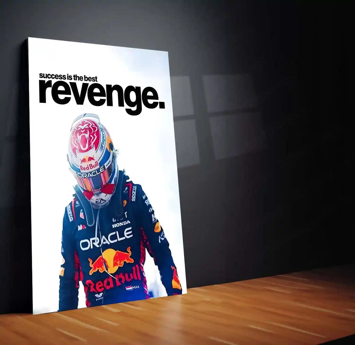Quote Metal Poster | Max Verstappen – Success Is the Best Revenge Metal Frame Cold Execution, Champion Payback & F1 Dominance Wall Art | Relentless Motorsport Quote Metal Poster - TURTLEWINGS 