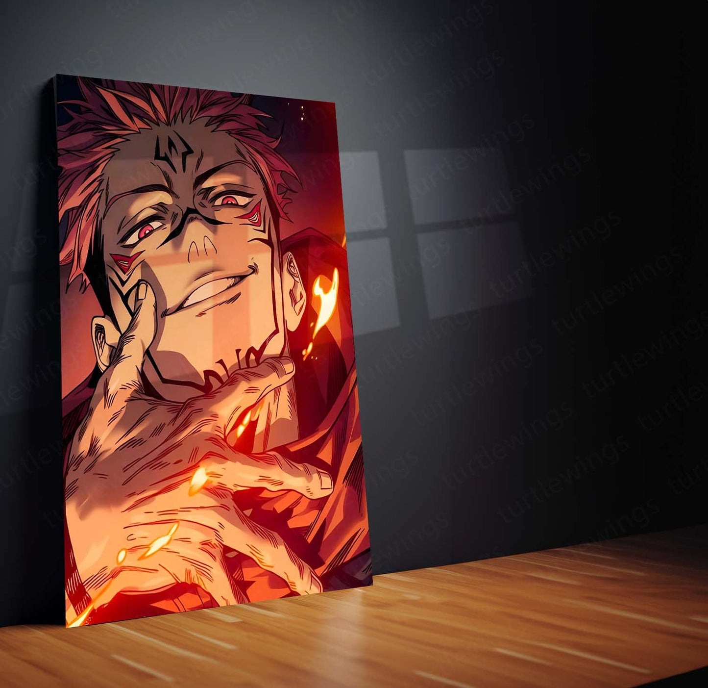 Anime Metal Poster Set of 3 | Ryomen Sukuna Infernal Smile Triptych Wall Art
