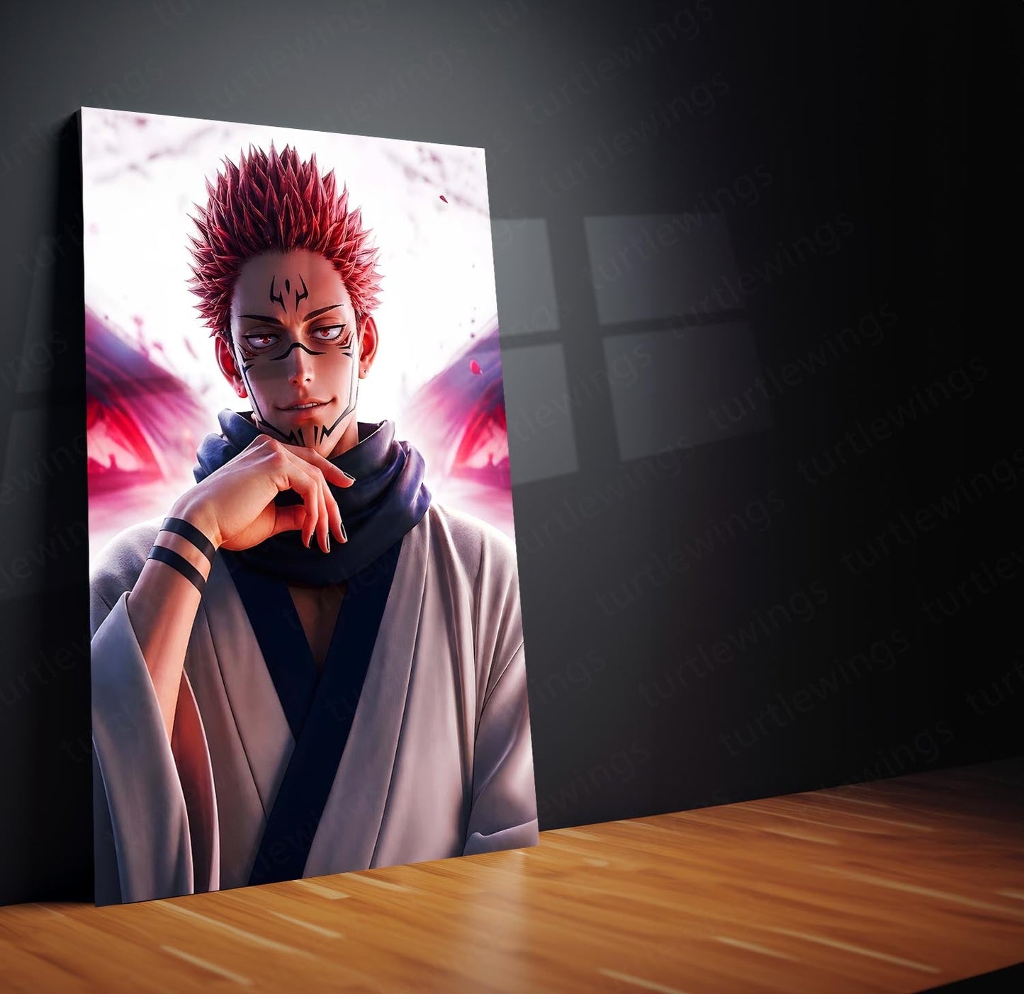 Anime Metal Poster Set of 3 | Ryomen Sukuna Crimson Eyes Triptych Wall Art