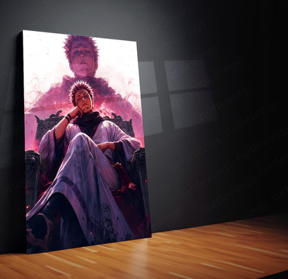 Anime Metal Poster Set of 3 | Ryomen Sukuna Throne Triptych Wall Art