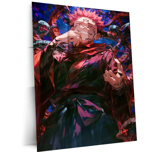 Sukuna Jujutsu Kaisen Metal Poster | King of Curses Wall Art | Anime Villain Decor - TURTLEWINGS