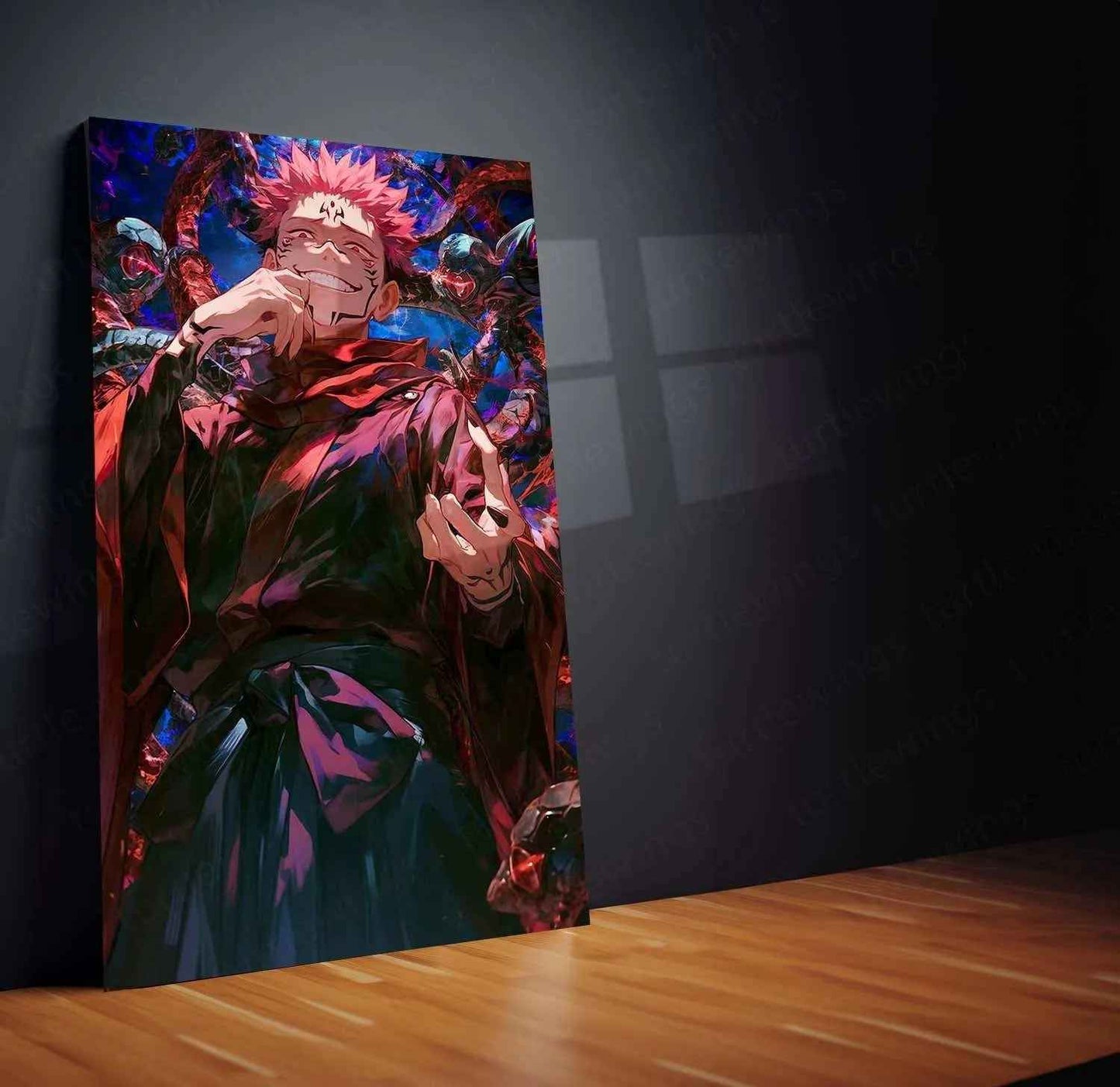 Sukuna Jujutsu Kaisen Metal Poster | King of Curses Wall Art | Anime Villain Decor - TURTLEWINGS