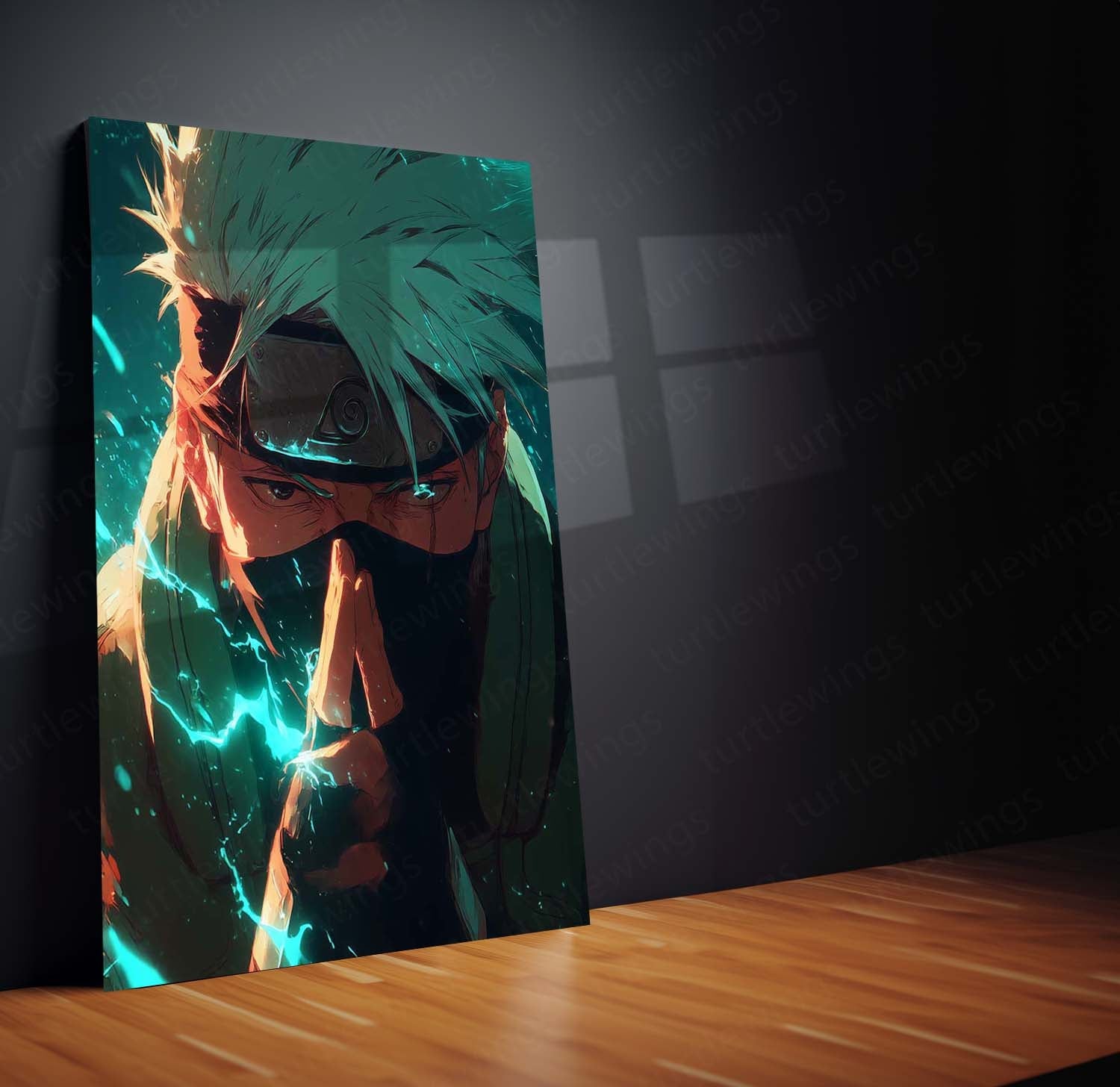 Kakashi Hatake Close-Up Metal Frame – Naruto Anime Wall Art | Sharingan Eye Poster | Cool Sensei Collectible for Otaku Fans - TURTLEWINGS