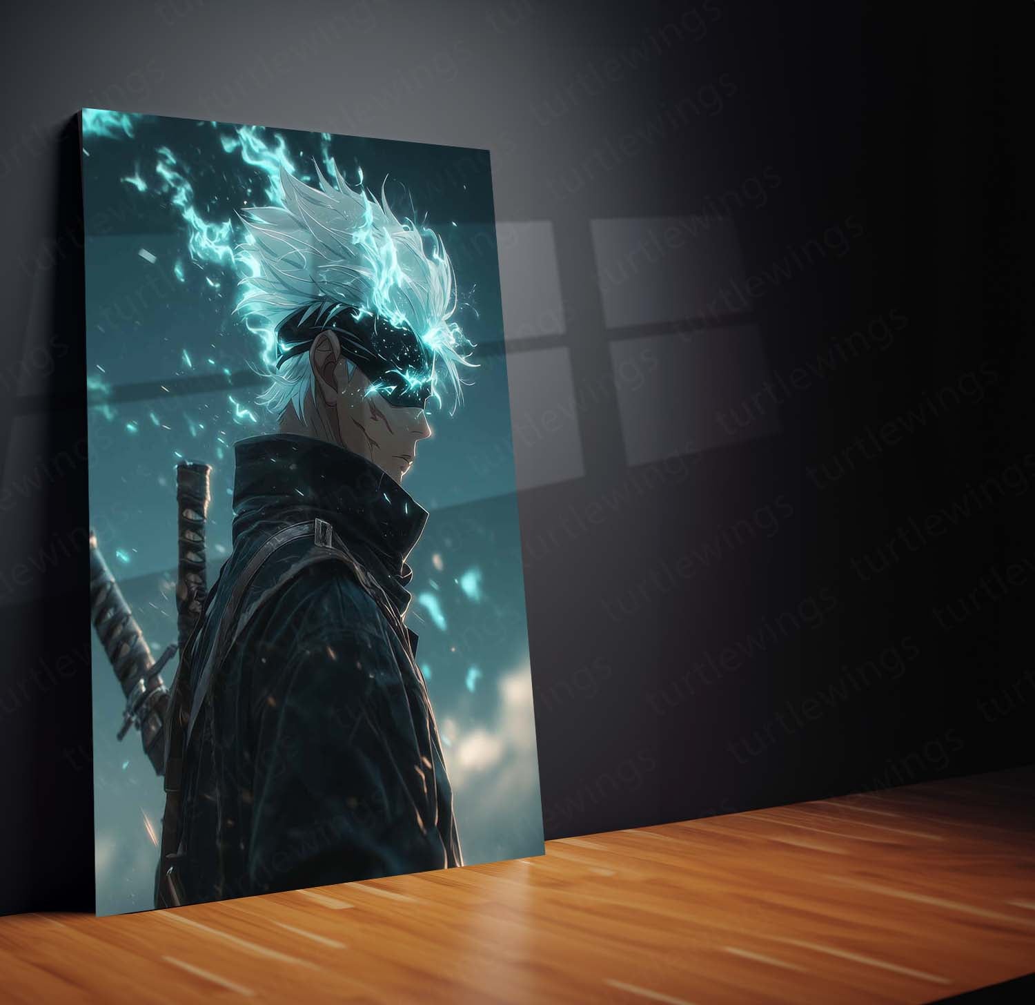 Gojo Satoru Metal Frame – Jujutsu Kaisen Wall Art | Infinity Eyes Anime Poster | Coolest Sorcerer Fan Collectible - TURTLEWINGS