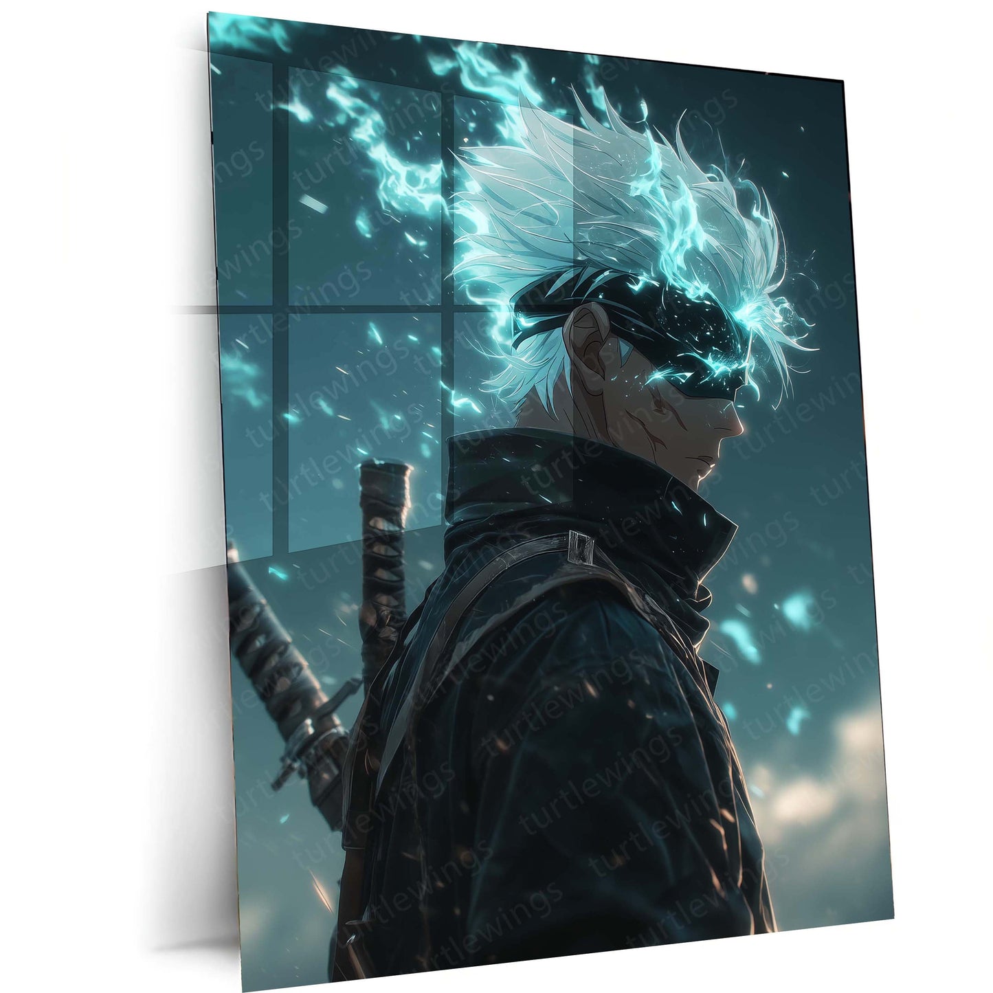 Gojo Satoru Metal Frame – Jujutsu Kaisen Wall Art | Infinity Eyes Anime Poster | Coolest Sorcerer Fan Collectible - TURTLEWINGS