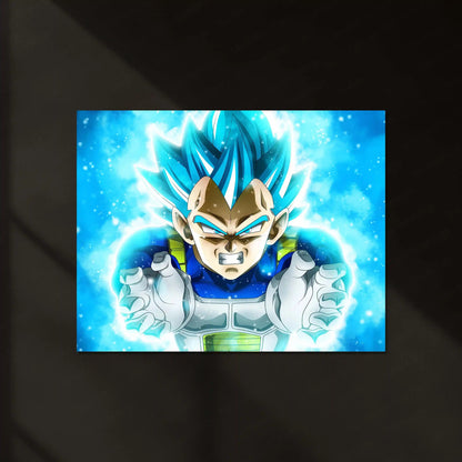 Dragon Ball Super Vegeta Blue Neon LED Metal Frame | Super Saiyan Blue Poster | Anime Power Wall Art - TURTLEWINGS
