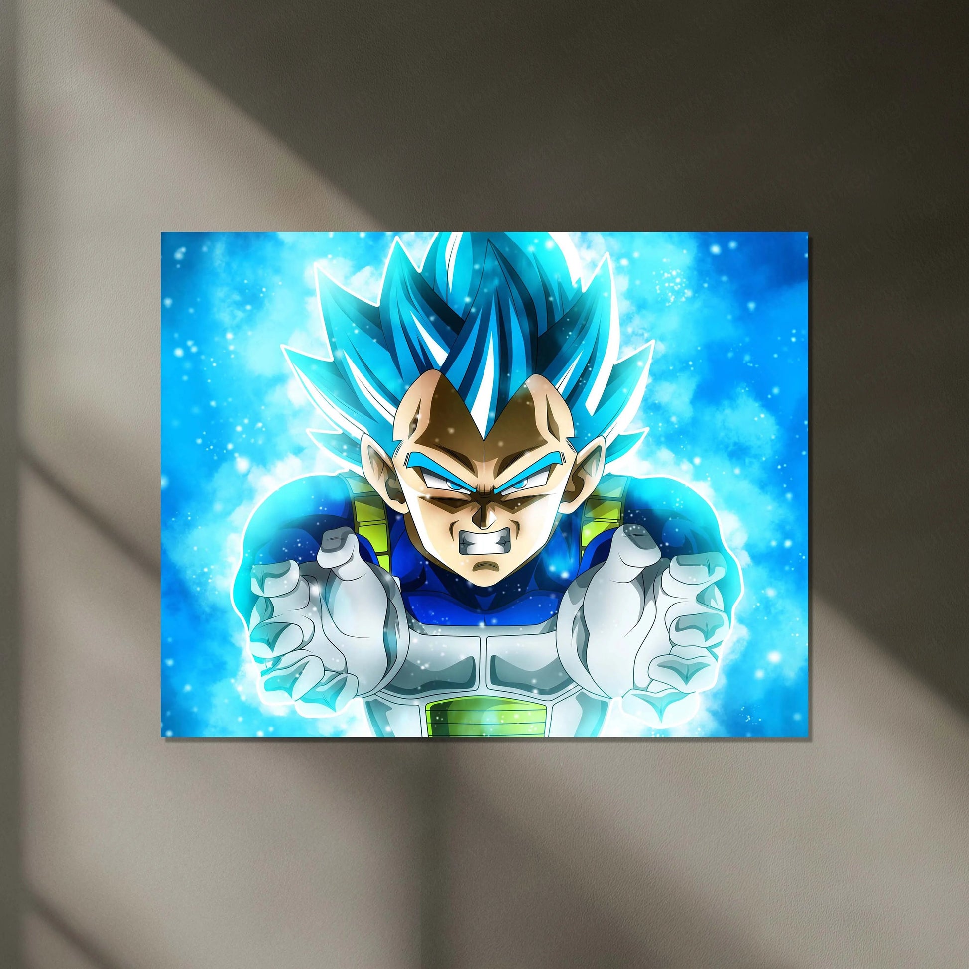 Dragon Ball Super Vegeta Blue Neon LED Metal Frame | Super Saiyan Blue Poster | Anime Power Wall Art - TURTLEWINGS