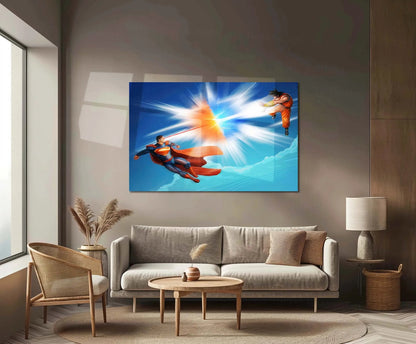 Anime Metal Poster | Superman vs Goku – Repulsor Power Clash | Ultimate Crossover Metal Frame | Anime × DC Wall Art - TURTLEWINGS