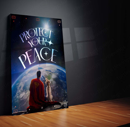 Superman – Protect Your Peace | Superhero Metal Frame | Inspirational Wall Art
