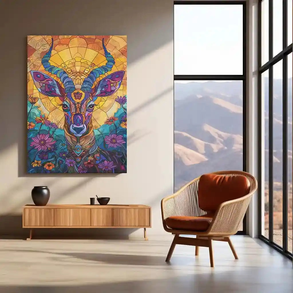 Vibrant Wildlife Elegance | Antelope Metal Poster | Nature-Inspired Wall Art - TURTLEWINGS
