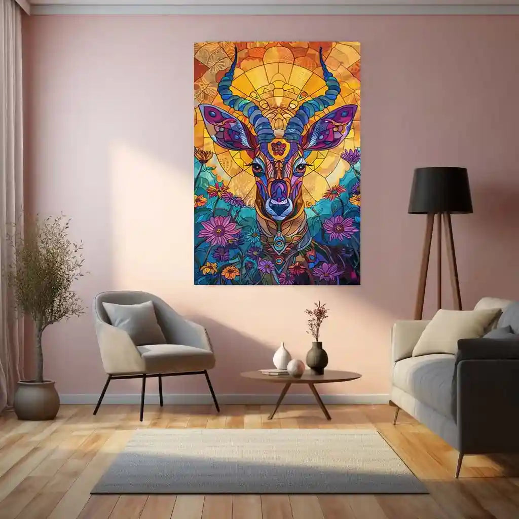 Vibrant Wildlife Elegance | Antelope Metal Poster | Nature-Inspired Wall Art - TURTLEWINGS