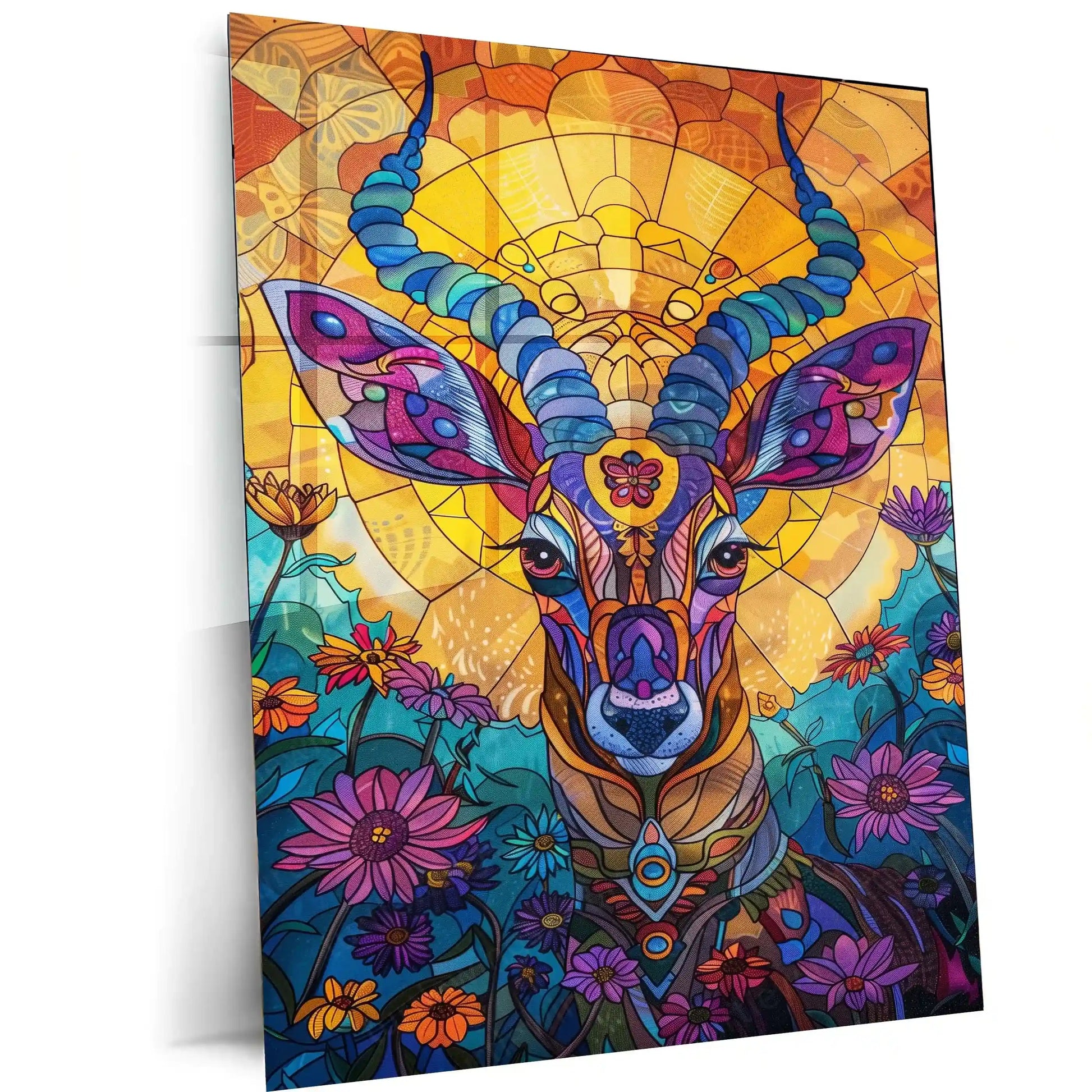 Vibrant Wildlife Elegance | Antelope Metal Poster | Nature-Inspired Wall Art - TURTLEWINGS