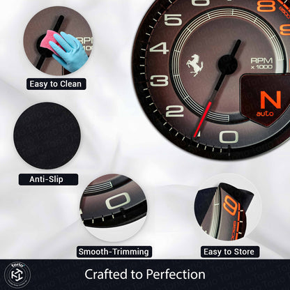 Racing Tachometer RPM Round Floor Mat (3 mm Thick) | Performance Inspired Dial Design Decor for Garage, Gaming Room & Car Enthusiasts