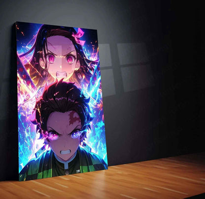 Tanjiro & Nezuko Metal Poster | Demon Slayer Anime Wall Art | Sibling Bond Aesthetic 2 - TURTLEWINGS