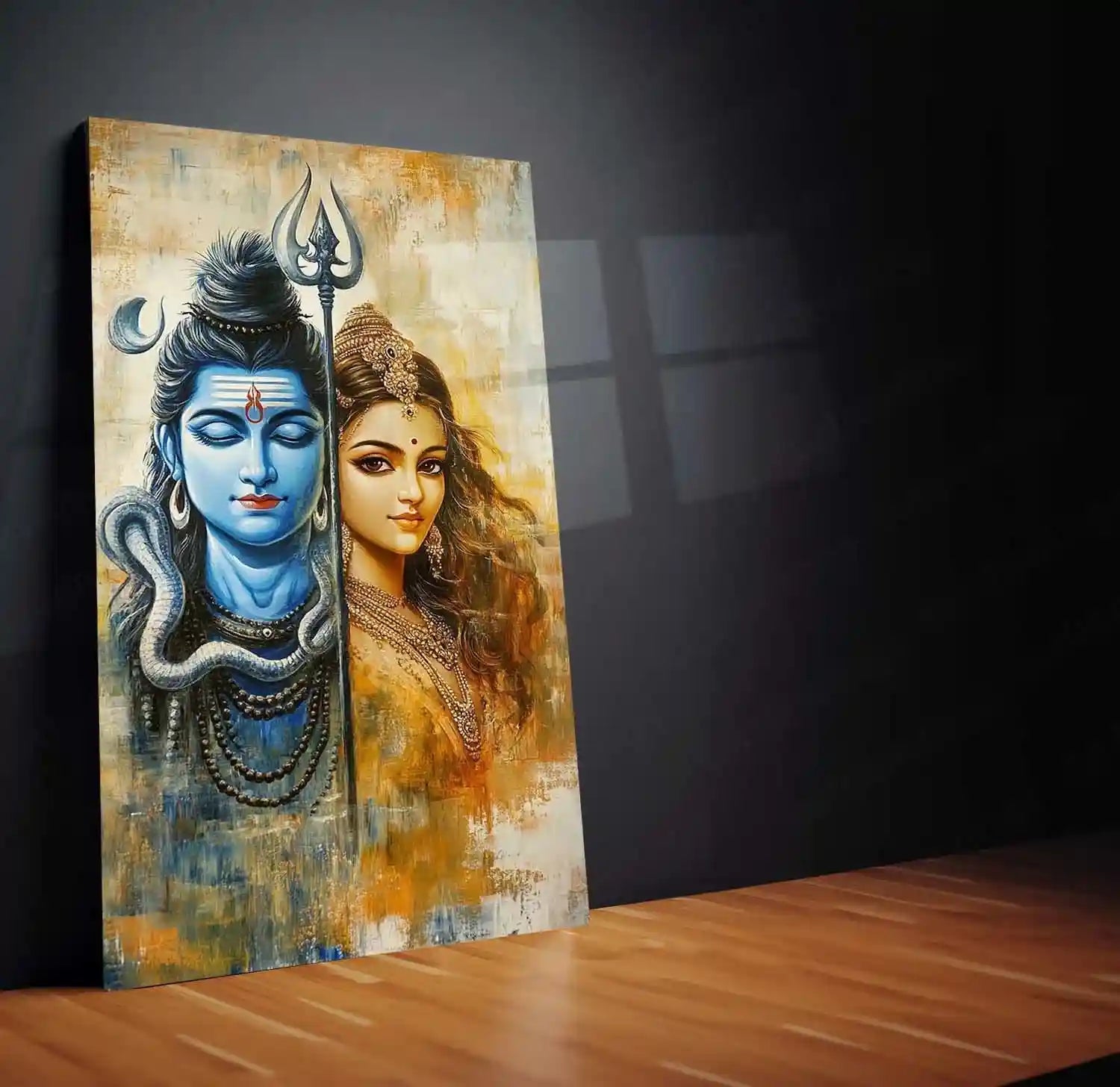 Spiritual Metal Poster | Lord Shiv Parvati Metal Poster | Divine Couple Wall Art | Spiritual Decor for Home & Temple 01 - TURTLEWINGS
