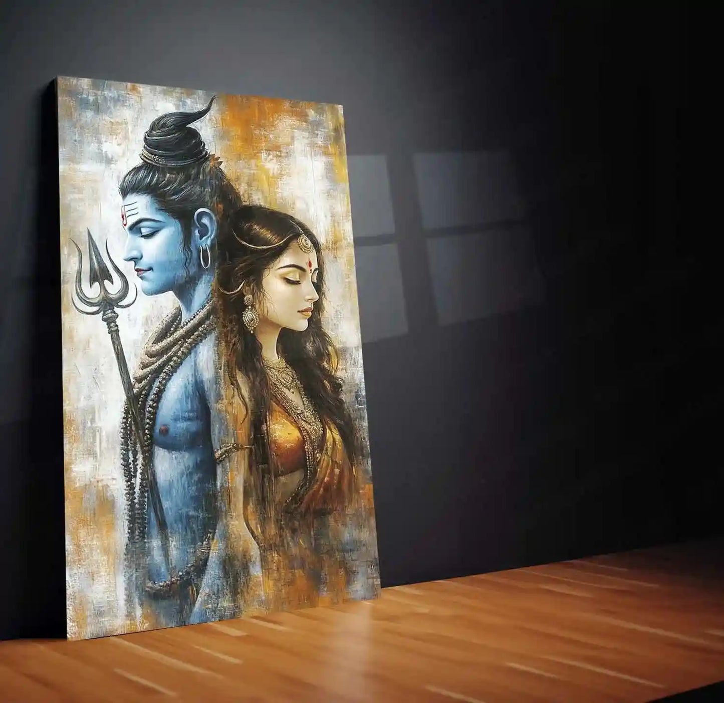 Spiritual Metal Poster | Lord Shiv Parvati Metal Poster | Divine Couple Wall Art | Spiritual Decor for Home & Temple - TURTLEWINGS