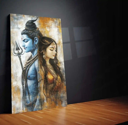 Spiritual Metal Poster | Lord Shiv Parvati Metal Poster | Divine Couple Wall Art | Spiritual Decor for Home & Temple - TURTLEWINGS
