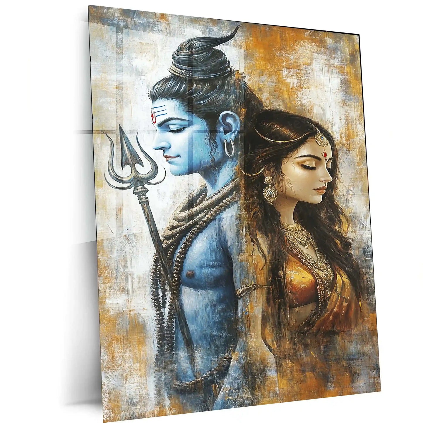Spiritual Metal Poster | Lord Shiv Parvati Metal Poster | Divine Couple Wall Art | Spiritual Decor for Home & Temple - TURTLEWINGS
