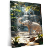White Elephant Sprinkling Water Metal Poster | Aesthetic Nature-Inspired Wall Art | Symbol of Peace & Purity