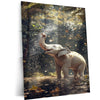 White Elephant Sprinkling Water Metal Poster | Aesthetic Nature-Inspired Wall Art | Symbol of Peace & Purity 01
