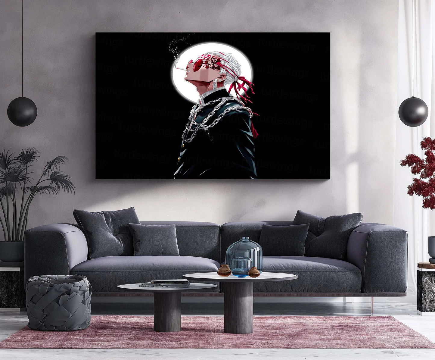 Anime Metal Poster | Tengen Uzui – The Flashy Sound Hashira | Demon Slayer Metal Frame | Anime Wall Art - TURTLEWINGS