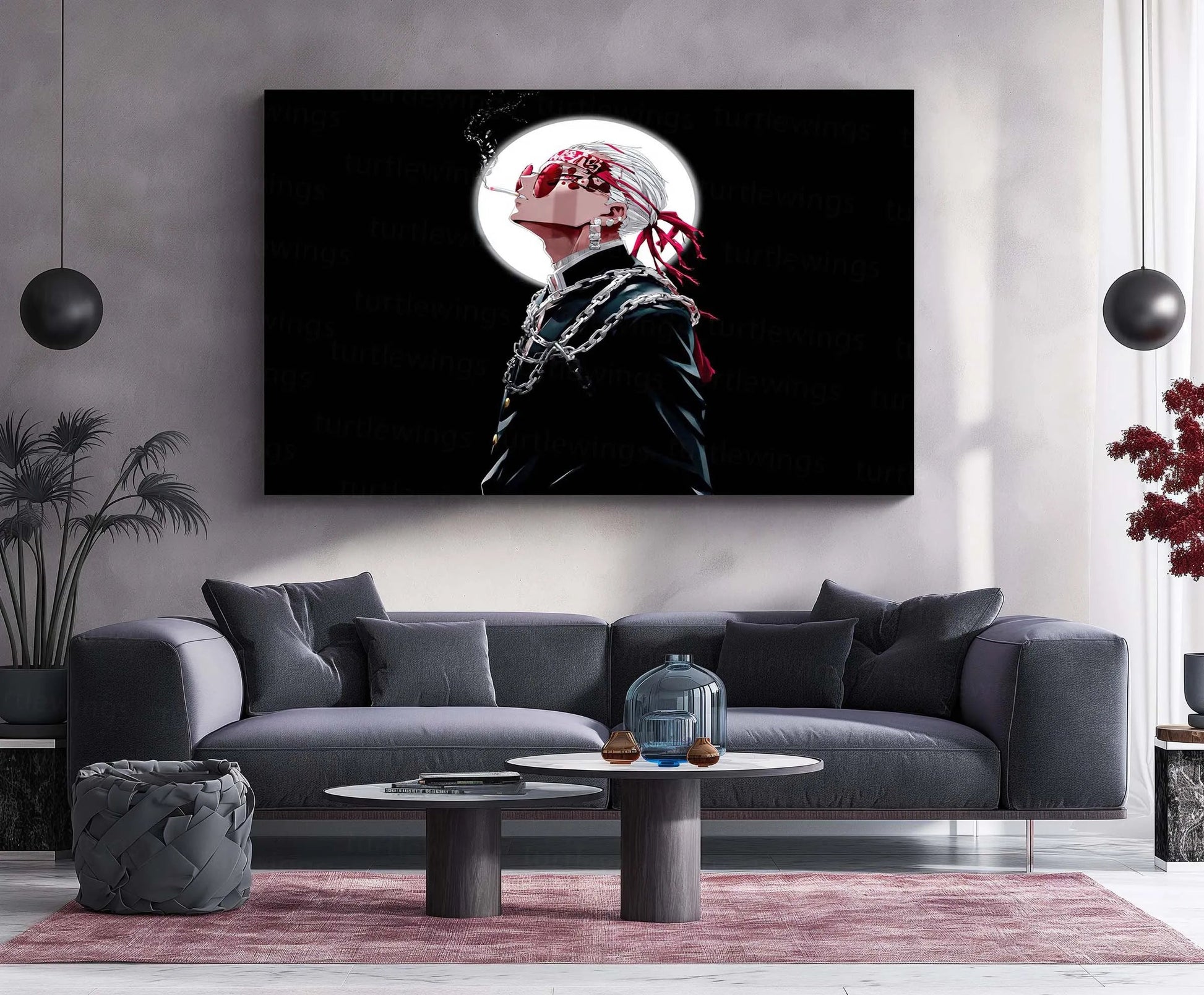 Anime Metal Poster | Tengen Uzui – The Flashy Sound Hashira | Demon Slayer Metal Frame | Anime Wall Art - TURTLEWINGS