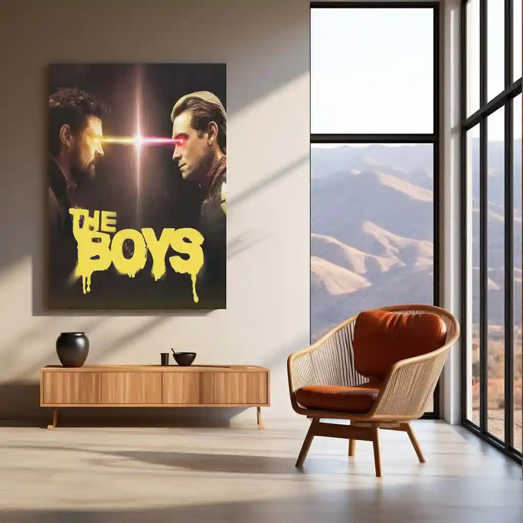 The Boys Epic Face-Off – Butcher vs Homelander | Superhero Showdown Metal Frame Poster - TURTLEWINGS
